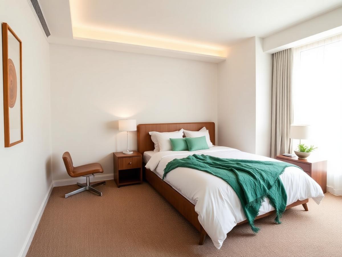 Elegant furnished bedroom in a corporate housing unit